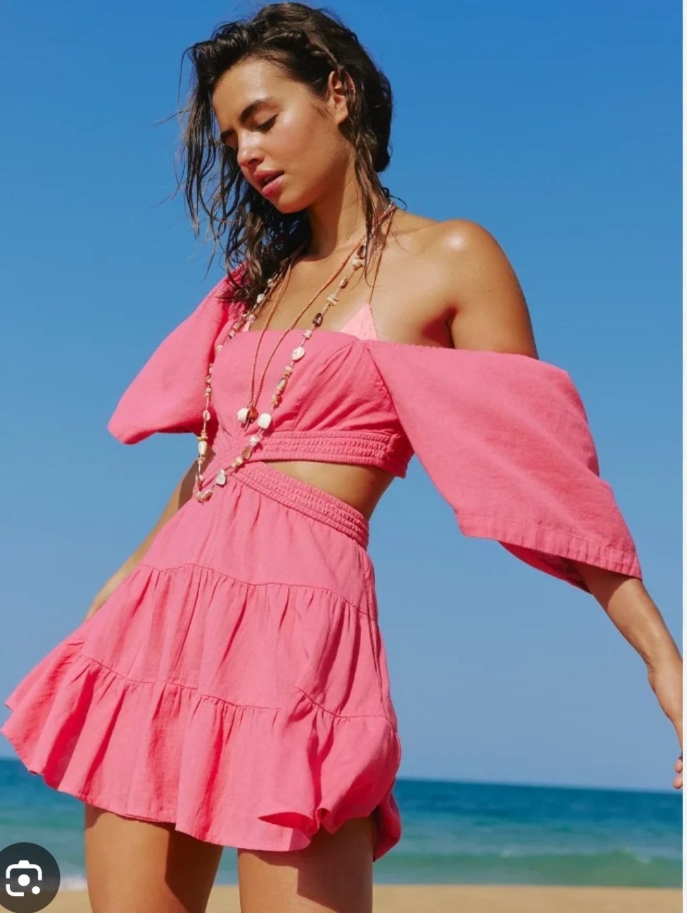 NWT SHE+SKY Hot Pink cutout dress Small/XS